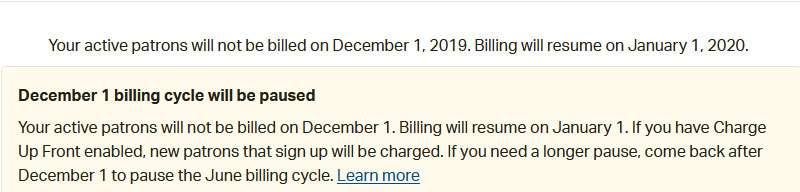 Patreon Paused (no charge until Jan 2020)