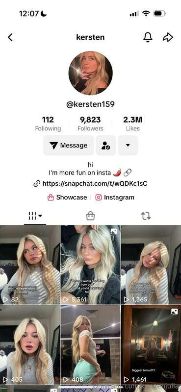 Go follow kersten159 on TikTok for a kiss ;) I’ll follow bac..