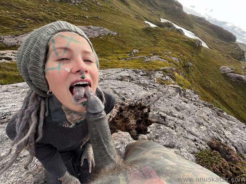 Blowjob in the nature with a beautiful view into my mouth an..