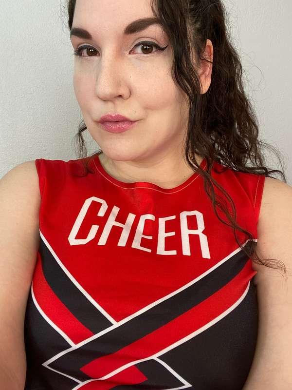 On my cheerleader shit again