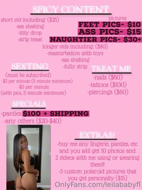 Finally made a menu!

DM me on what you would like! 😘