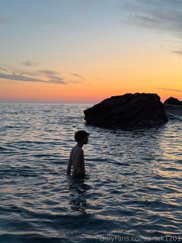 naked in the sea