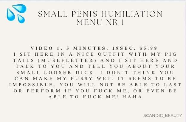 ***NEW MENU WITH PRICES & DESCRIPTON***   
SPH / SMALL PENIS..