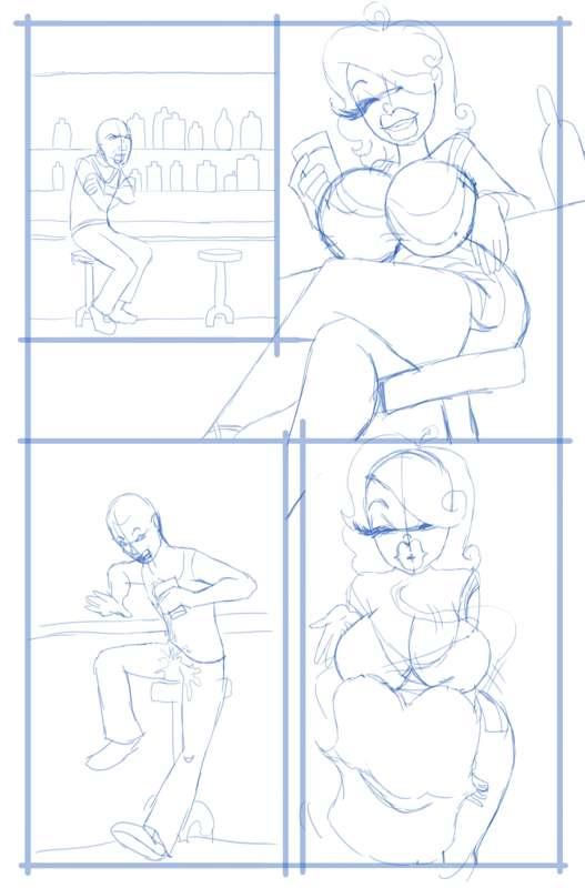 Linda comic page 1 sketch 