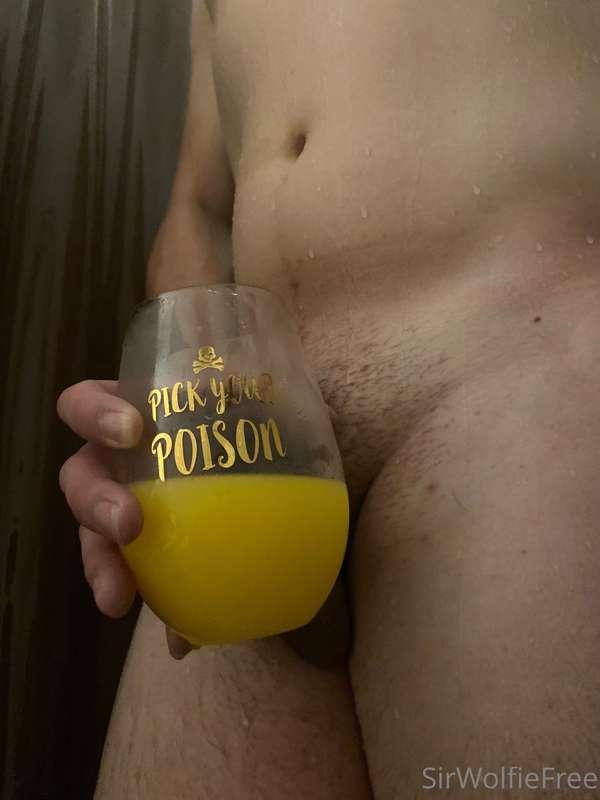 A great way to start the day. A good glass of orange juice.