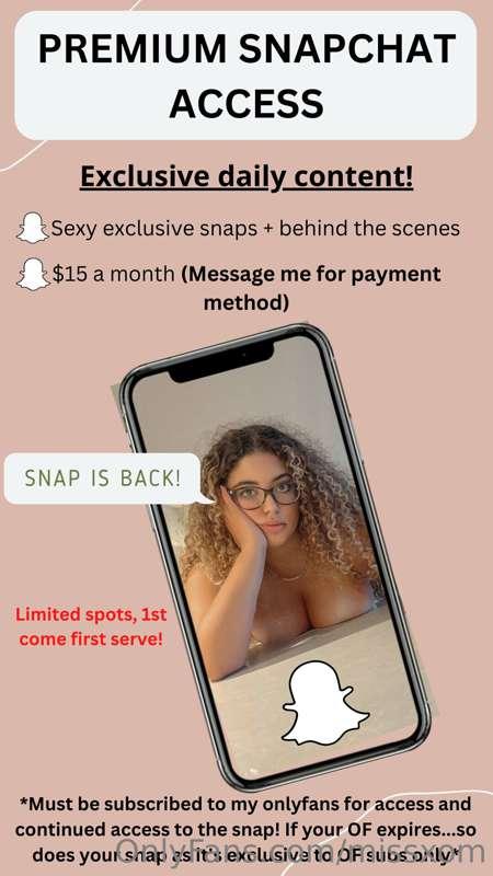 In case you missed it...PRIVATE SNAP IS BACK FOR 2023!
*Limi..