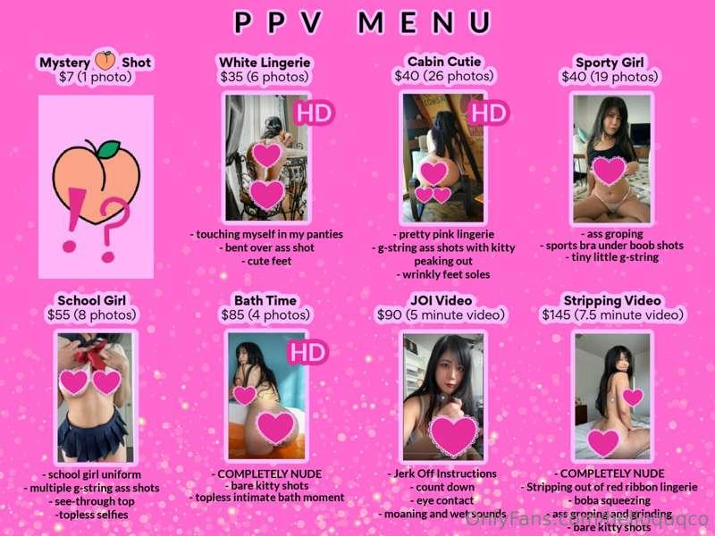 New Year, New PPV Menu!! 🥰 To order a PPV, just tip the amou..