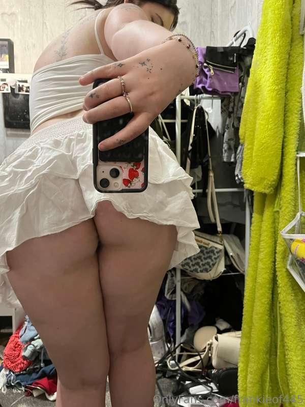 Bent over hehehe didn’t mean for you to see up my skirt
