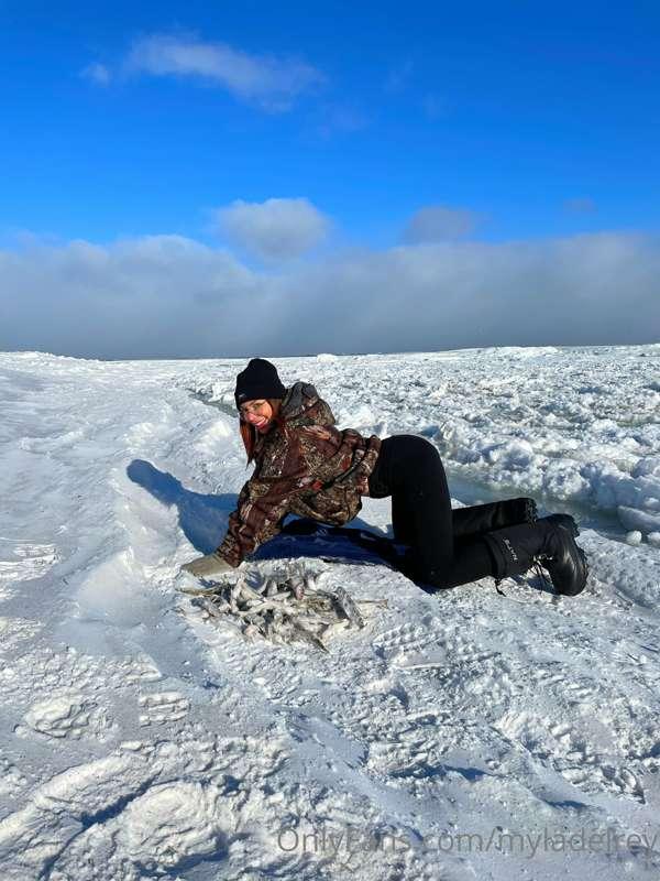 i went ice fishing today and i caught ~70 smelts! 🐟