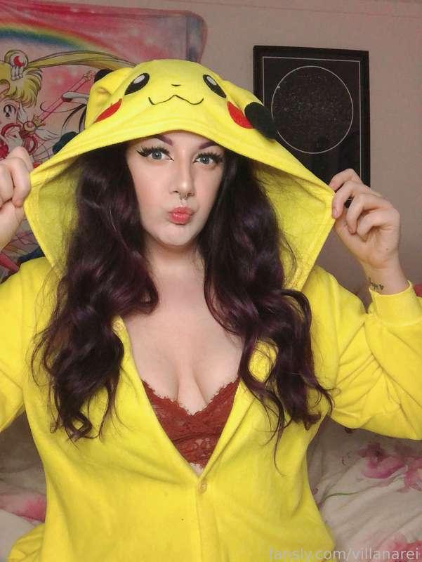 Who's your favourite Pokemon? &lt;3

#fyp #pokemon #pikachu #bra #bralette #purplehair #goth #alternative #boobs 