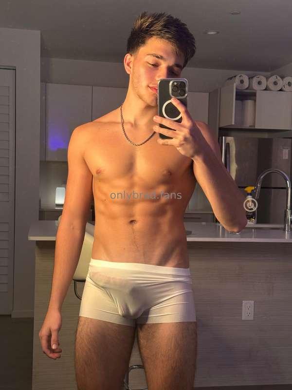If I asked nicely, would you lick my cock through my thin un..