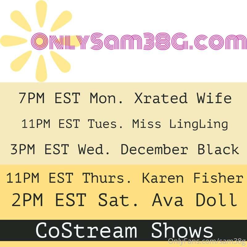 Live CoStream show Schedule for this week.  @xratedwife  @li..