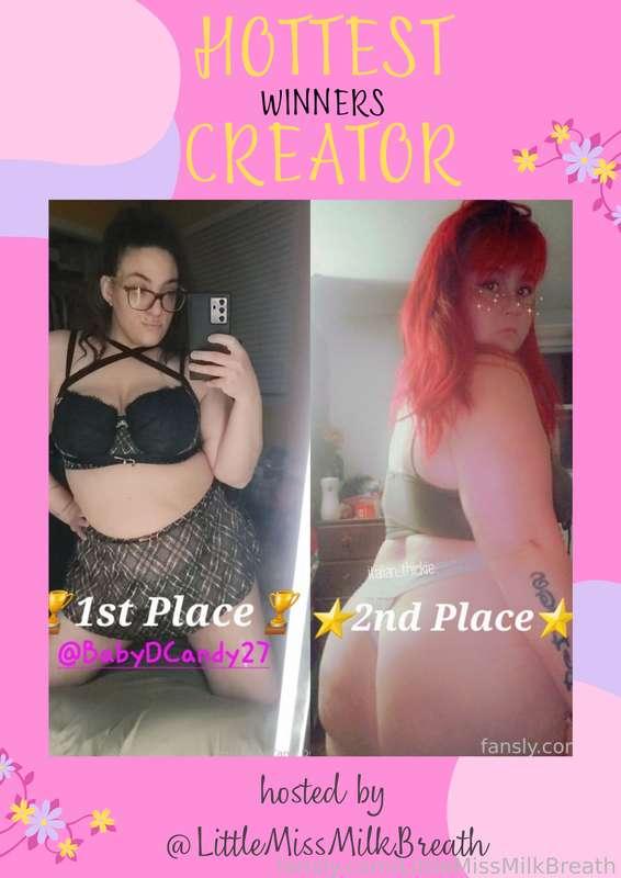 🔥WHOS THE HOTTEST!🔥

Our WINNERS are:

🏆1st Place🏆
@BabyDCandy27
https://fans.ly/BabyDCandy27

⭐️2nd Place⭐️
@italian_thickie
https://fans.ly/italian_thickie
