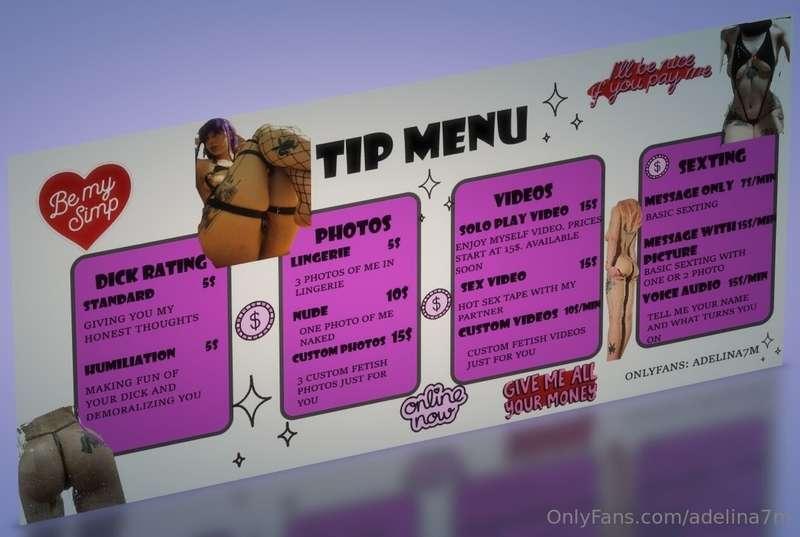 And here’s the tip menu, just for you💕