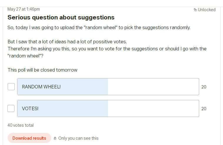 Suggestions poll results