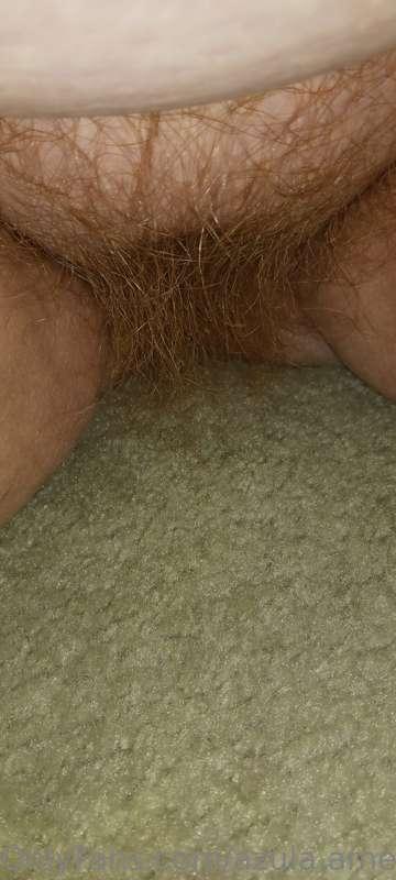 Spreading my hairy pussy to show it off.