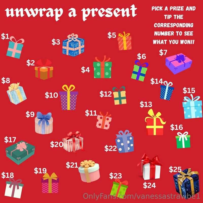 ***NEW GAME***
Unwrap the present! Tip me any number from $1..