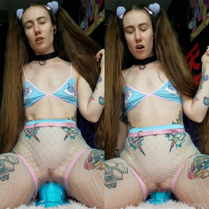 Pussy stretching training with XL Tuna Can Jerry tomorrow! 💙 Enjoy this montage of my "oh fuck" faces 🫠

#hugedildo #pussystretching #gape #gaping #fisting #sizequeen