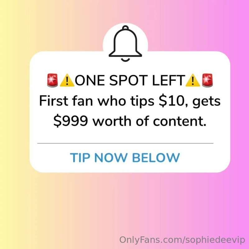 🚨⚠️ONE SPOT LEFT⚠️🚨First fan who tips $10, gets $999 worth o..