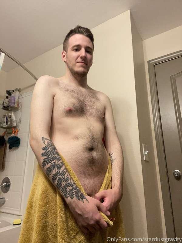 hopping out of the shower