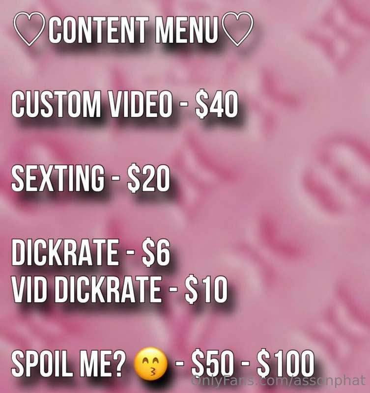 **NEW TIP MENU** 

Dm me to ask about anything else.. :)