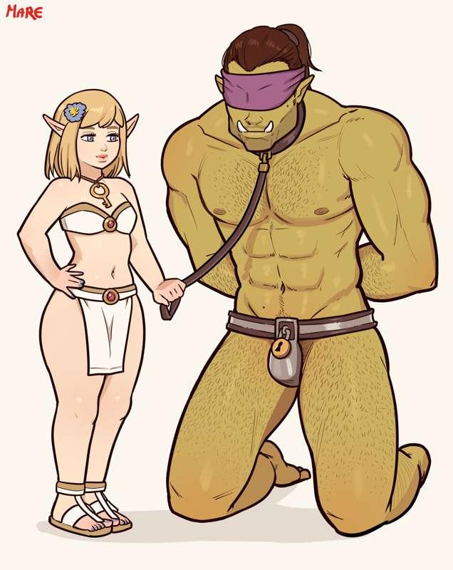Elven girl and her pet Orc