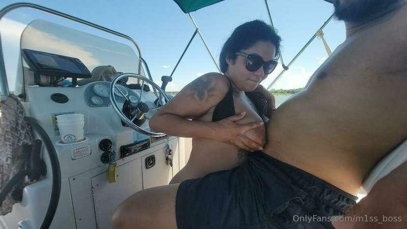 Just sit relax drive the boat and let me put my titties on y..