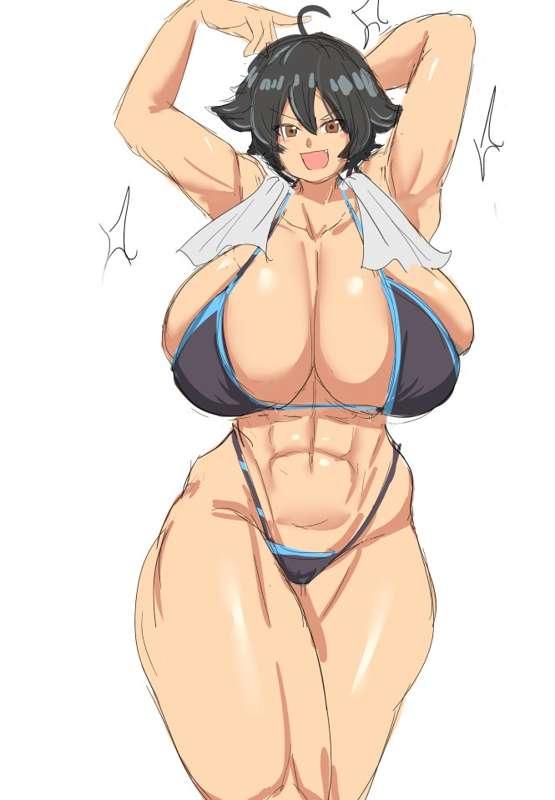 Swimmer muscular woman