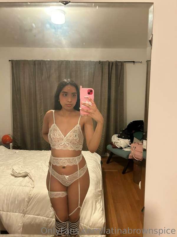 Do I look good in white lace lingerie? 🤍