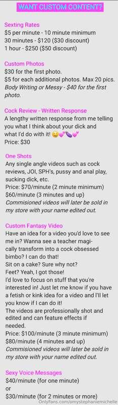 💦🩷 Rates for custom content! 🩷💦