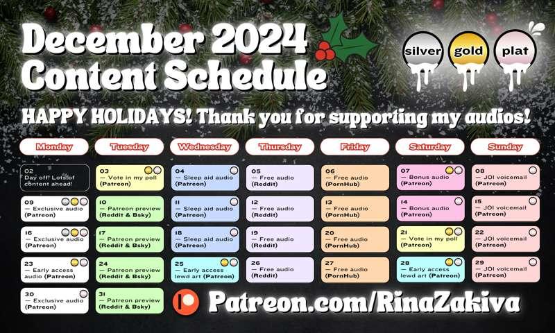 DECEMBER CONTENT SCHEDULE 🤍🎄