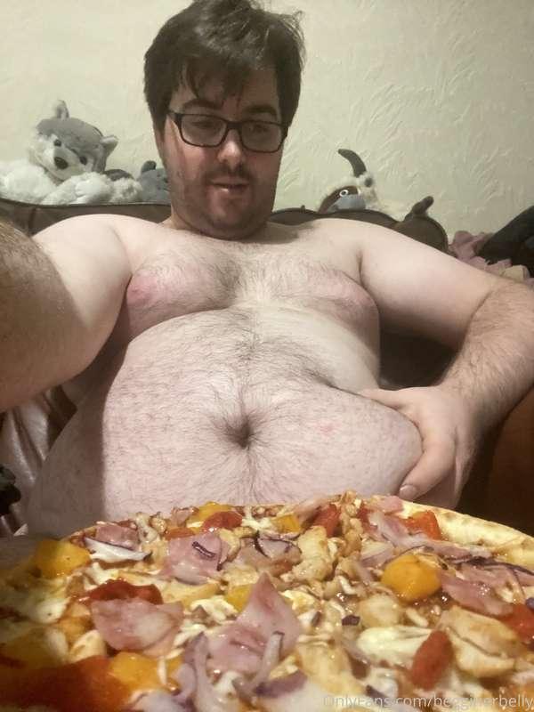 2 pizzas an ice cream tub, chocolate, crisps, cookies… I’ve ..