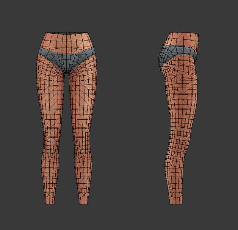 WIP - HQ Mesh of the EA female nude botttom. 