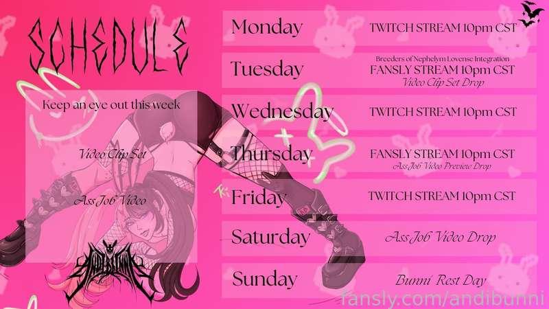 9/9/24 schedule! 

this is gunna be a fun week! stay tuned for all the fun 

🐰 [ #vr #lewdtuber #vtuber #tits #ass #solo #sub #fyp #foryou #hentai] 🐰