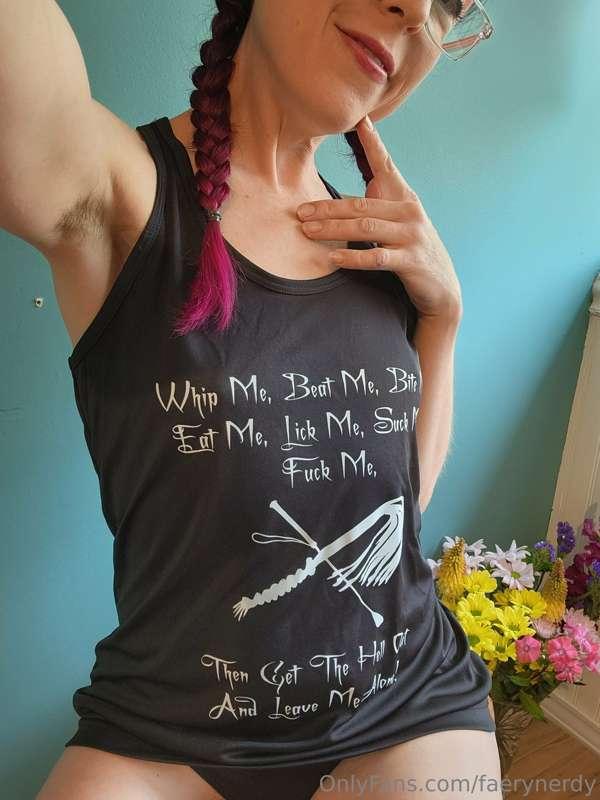 Modeling my new tank top and panties for you. 🖤