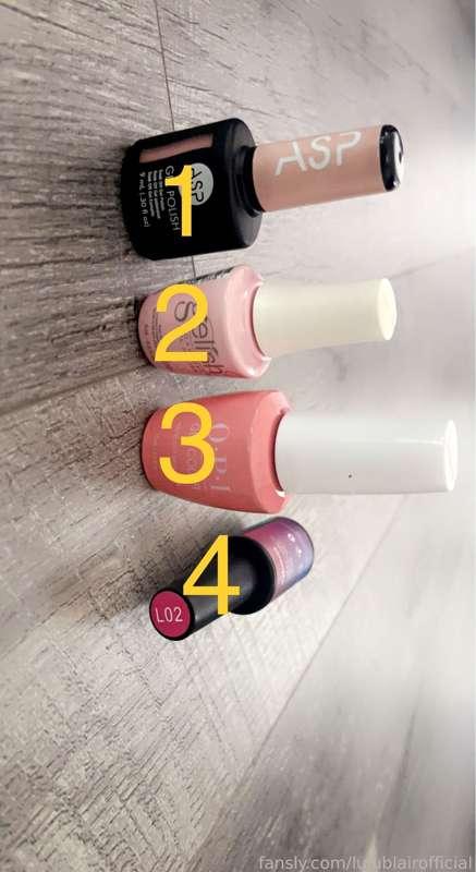 Birthday photos happening tonight 🎂🥳

Help me pick my nail color. All pink 💞😈