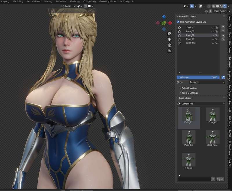 Beta Release - Artoria Pendragon Lancer - Blender ARP Rig