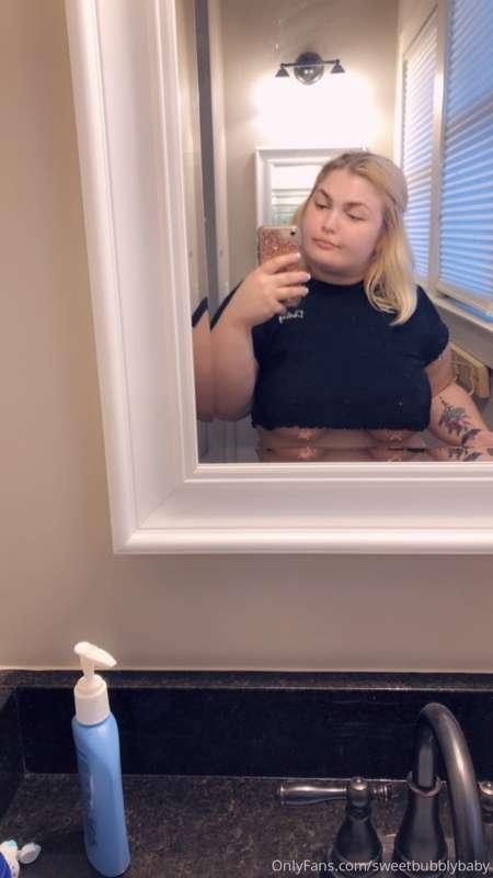 this shirt doesn’t fit over my big boobs anymore:( those new..