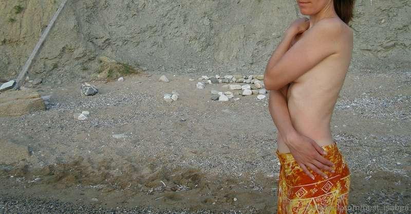 The coast and me wearing only skirt.