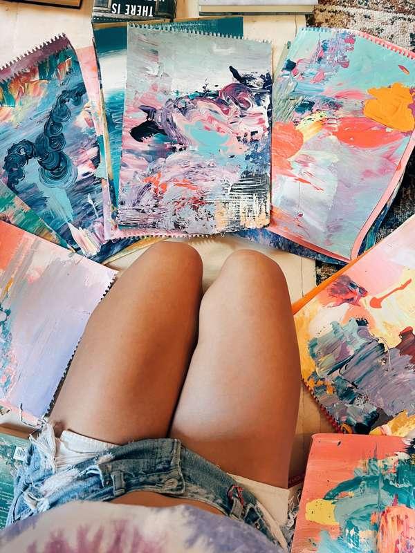 Unpacking the paintings 🌈💕🩵 I did a YouTube livestream:   