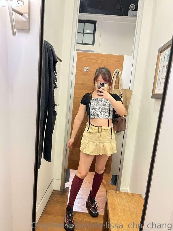 Went shopping 🥰 swipe to see what’s underneath my skirt haha