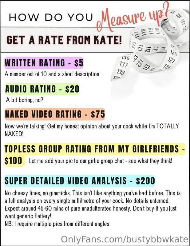 I get asked for my Dick Rate menu soooo often I thought I’d ..