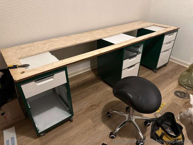 Been building this desk out of filing cabinets I painted. Su..