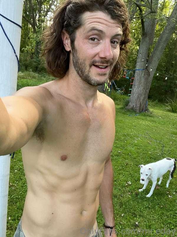All sweaty from mowing the lawn😅