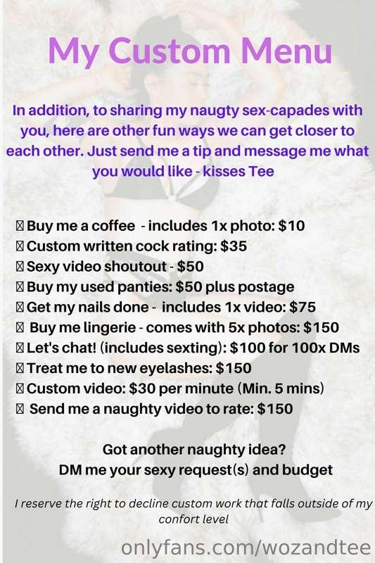 Hey babes, a few of you have been asking for my Custom Menu ..