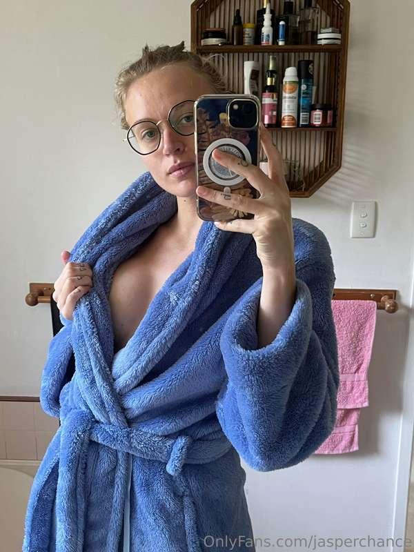 Bathrobe titty tease xx Unlock for the perky friends underne..