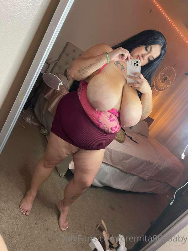 What do you prefer? The relaxed look or me holding up my tit..
