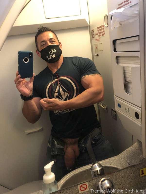 Wasn’t much room in that airplane bathroom for me and my man..