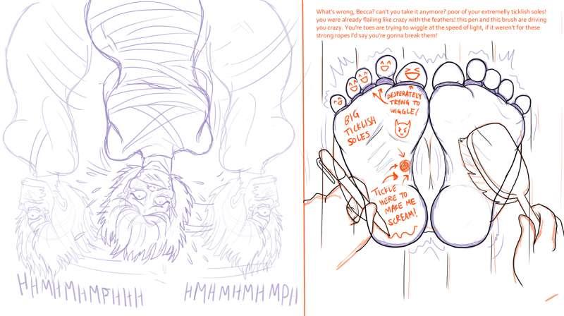 Becca tickled by home intruder [Sketch][Commission]