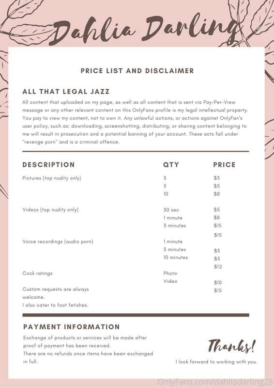 A new updated price list, just for you 😍💋